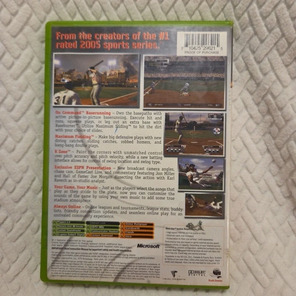 Major League Baseball 2K5 Microsoft Xbox 2005 (Complete In Box)‎ Tested Working